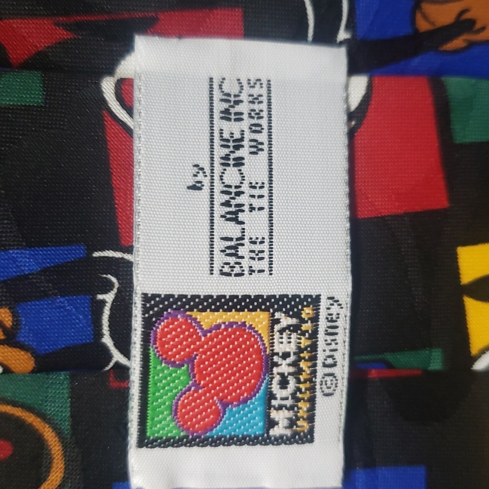Disney Mickey Mouse, Donald, Pluto and Goofy Colorful Block Print Black Tie - Picture 4 of 5
